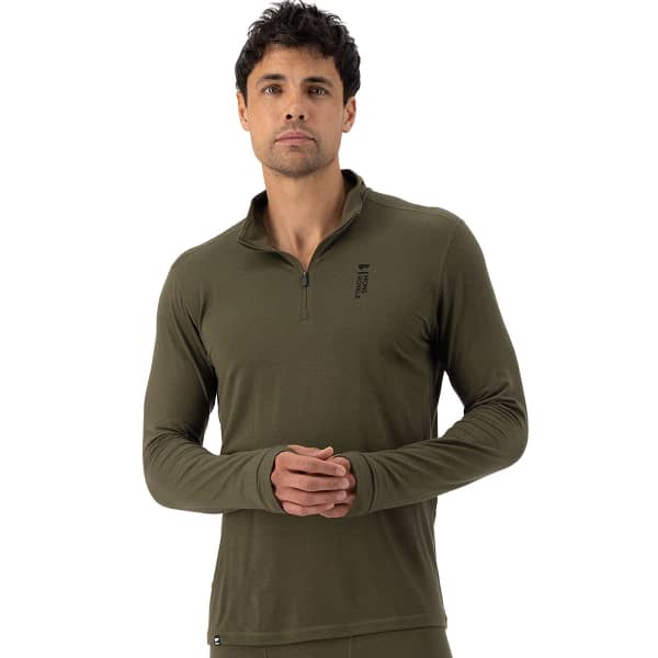 T-shirt thermique MONS ROYALE CASCADE MERINO FLEX 200 1/4 ZIP DARK OLIVE