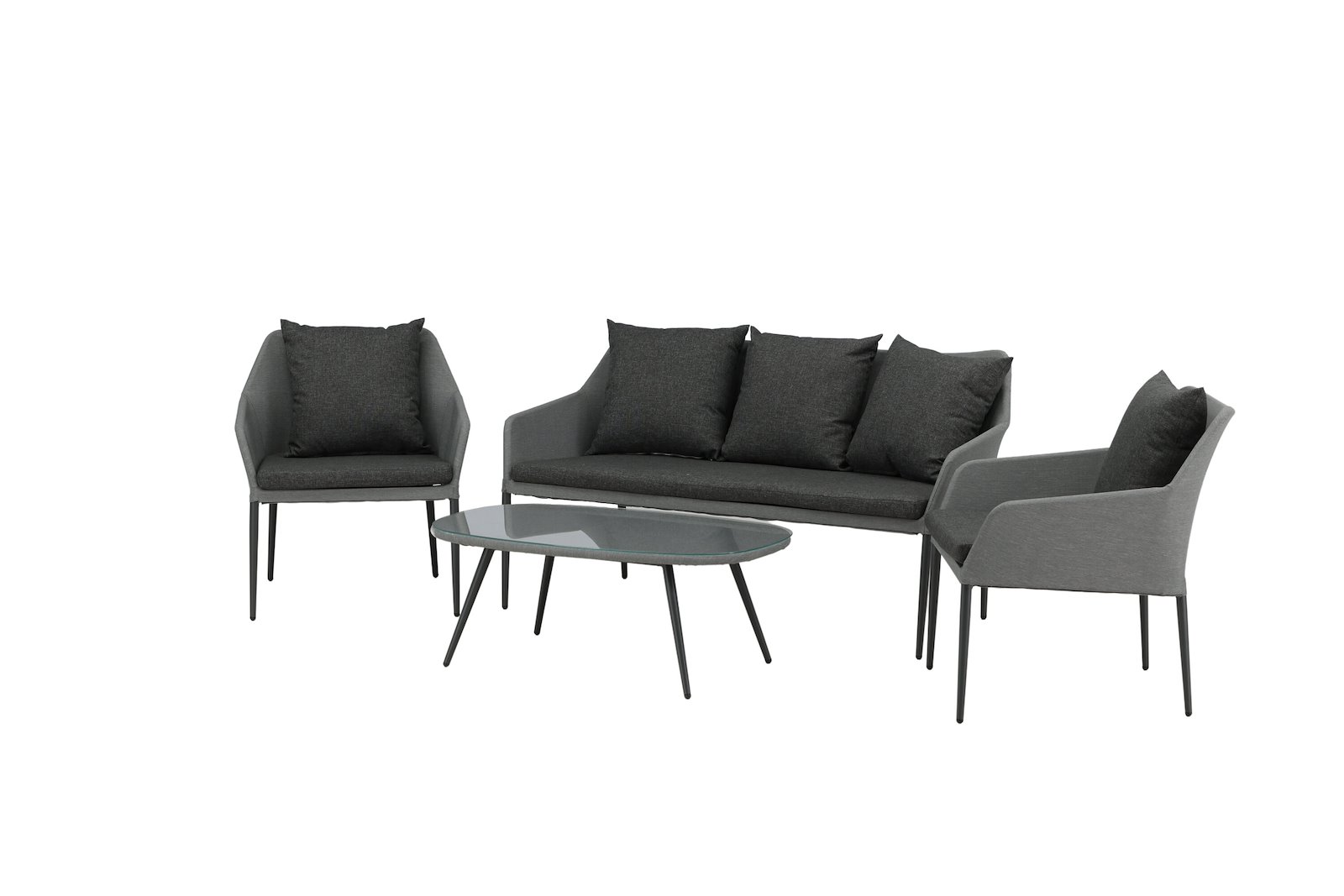 Spoga Sofagruppe Svart/grå sofagruppe i aluminium og polyester