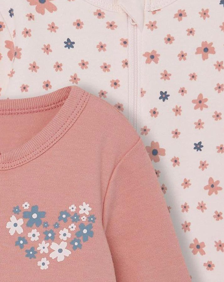 Schlafstrampler NBFNIGHTSUIT FLOWER 2er-Pack in rosette