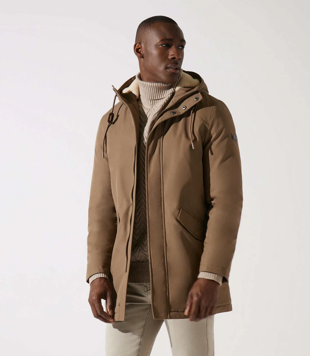 Parka longue à capuche taupe MANCHESTER