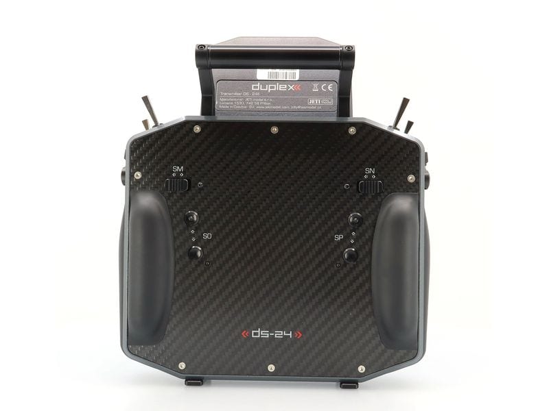 Jeti Fernsteuerung DS-24II Carbon Line Gray 24 Kanal, Duple Professioneller 24-Kanal-Sender mit Geber auf Rückseite und Carbon-Frontplatte