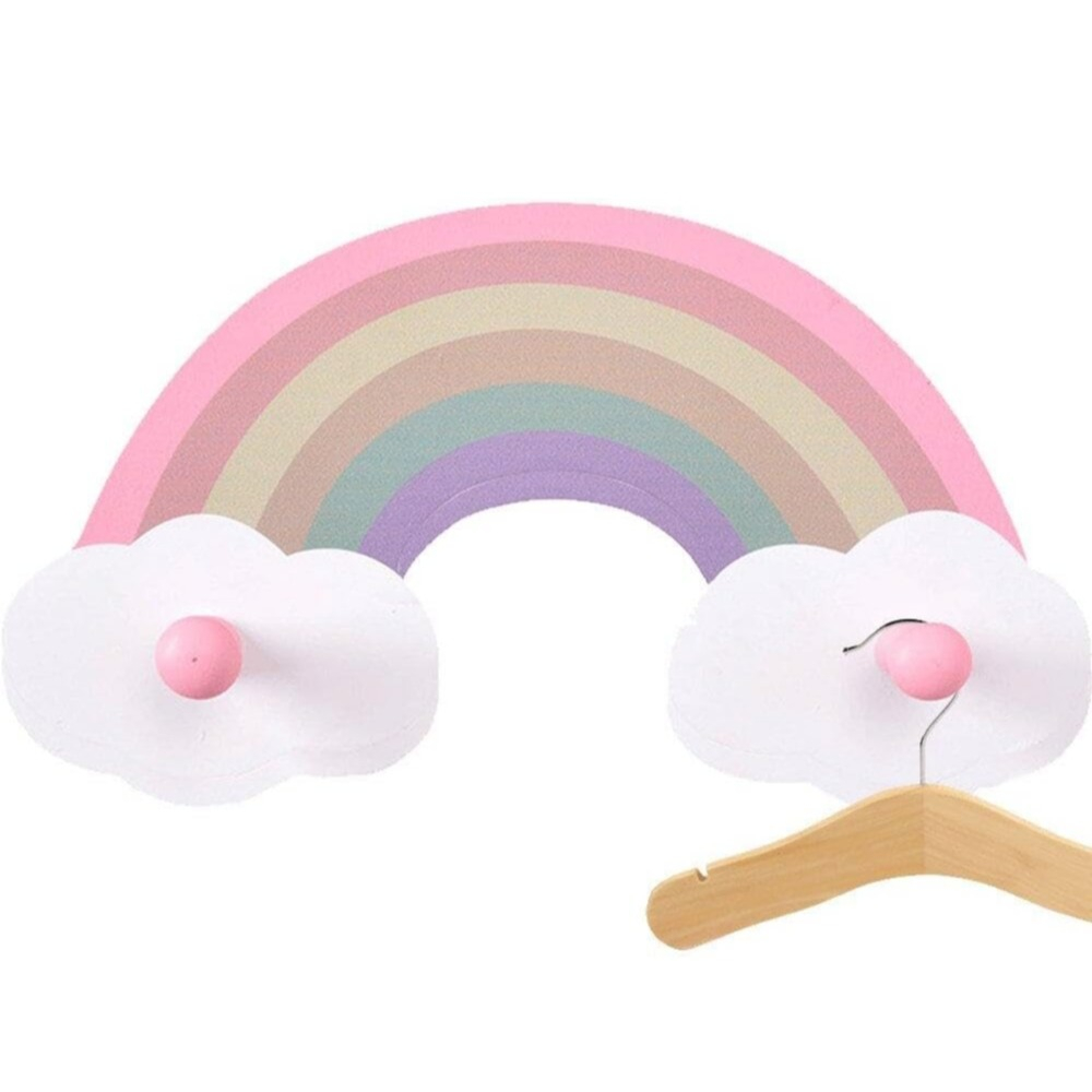 (237x130mm) Holz Garderobe Wandhaken Kinder Kleider Haken - Regenbogen