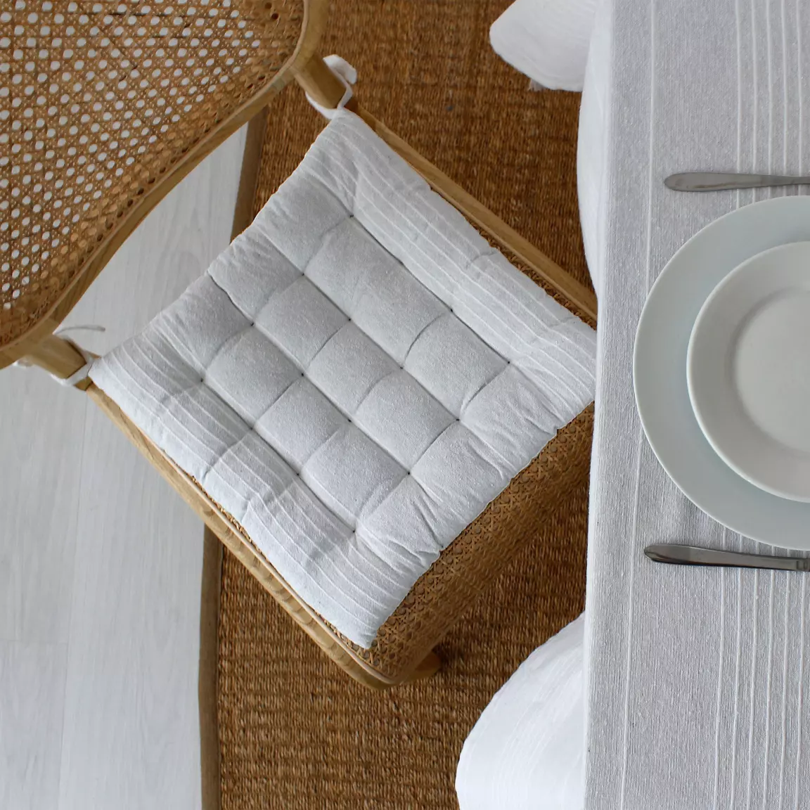 Coussin de chaise carré (38 x 38 cm) Bombay Blanc