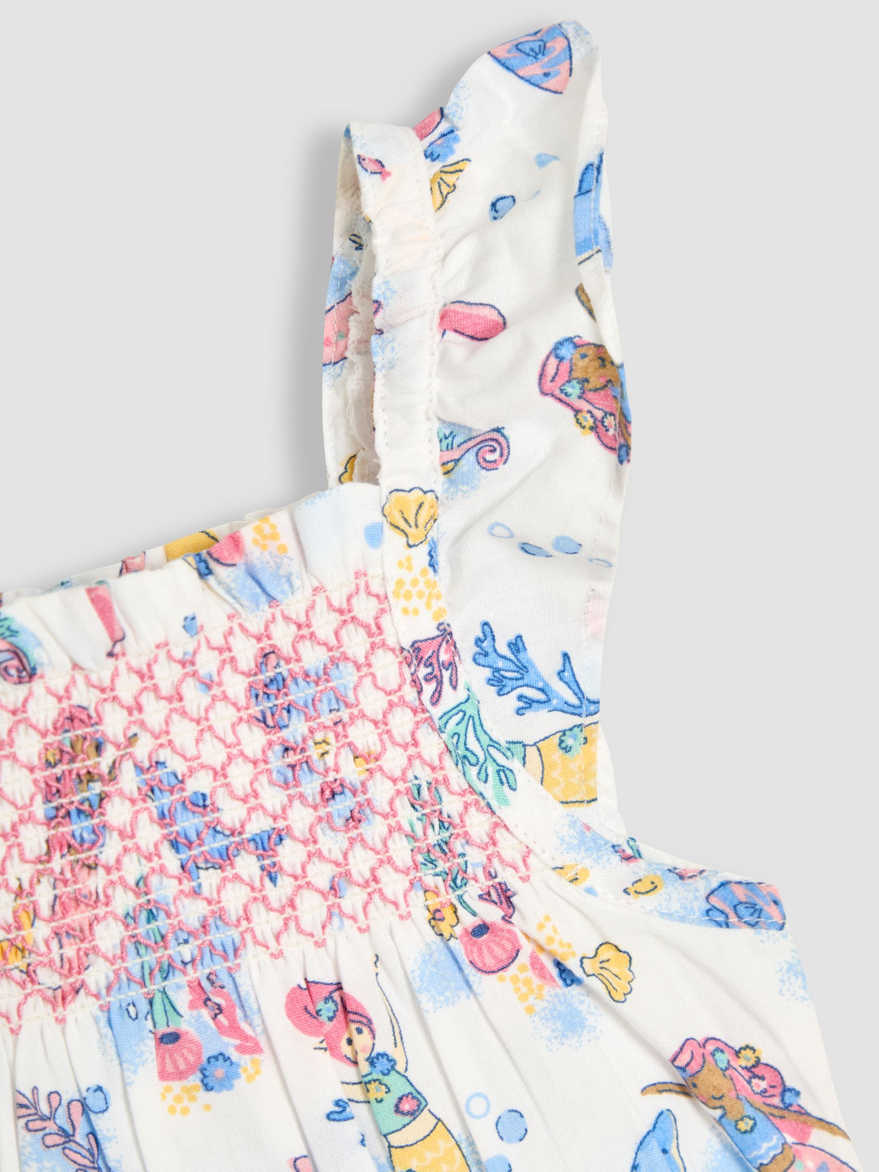 JoJo Maman Bébé 2-delige set van gesmokte blouse en short met dier in zakje
