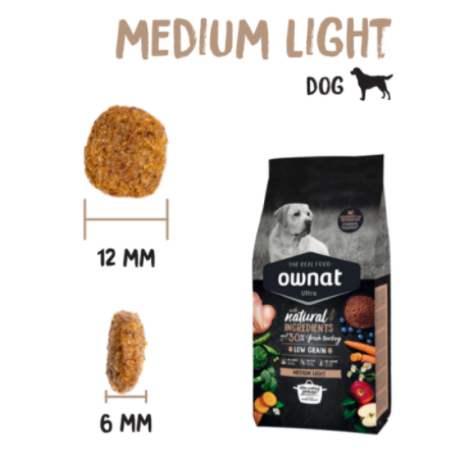 Croquettes Ownat Ultra light medium pour chien de race moyenne