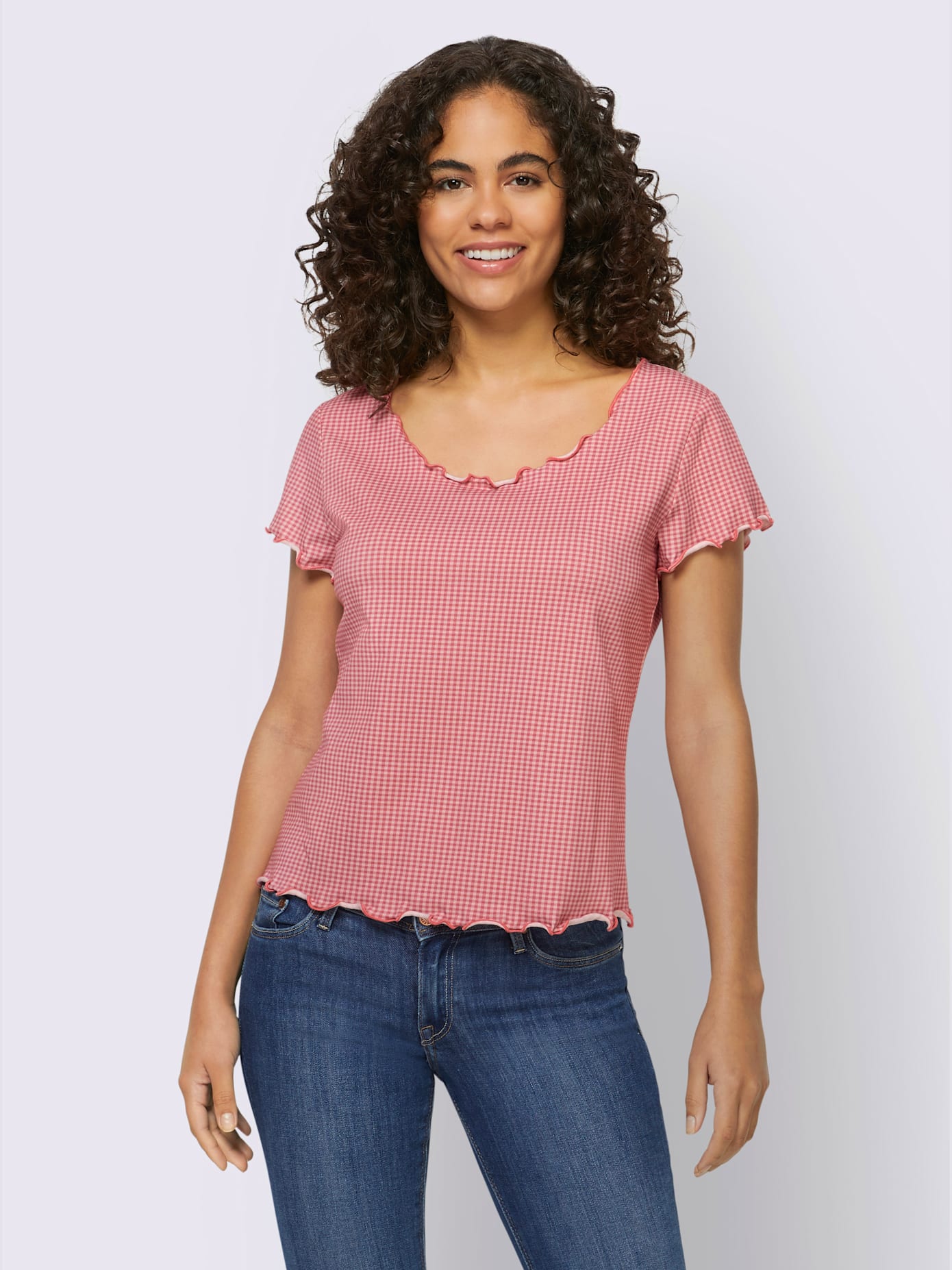 T-shirt imprimé joli ourlet ondulé