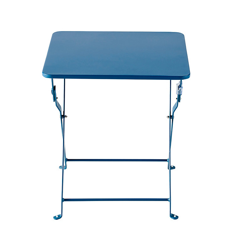 Table de jardin pliante Saba en acier coloris bleu abysse L.40 x l.40 x H.45 cm