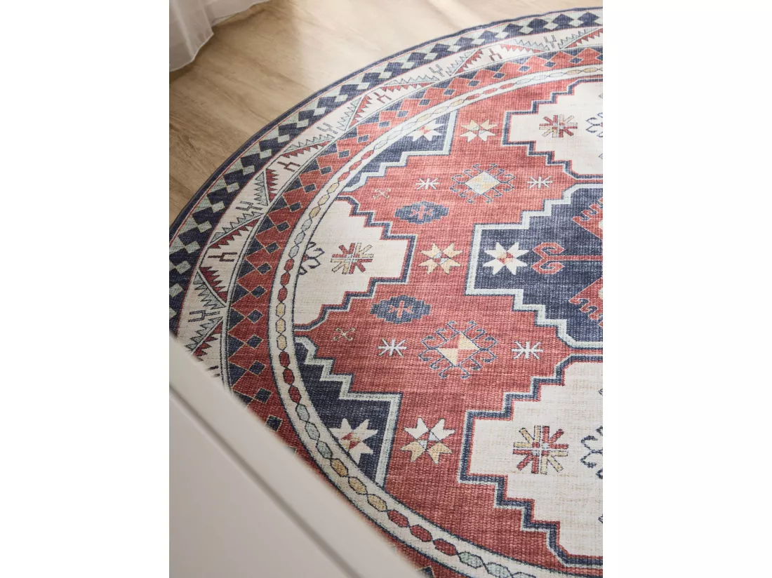 Tapis lavable George Multicouleur/Bleu ø 120 cm rond