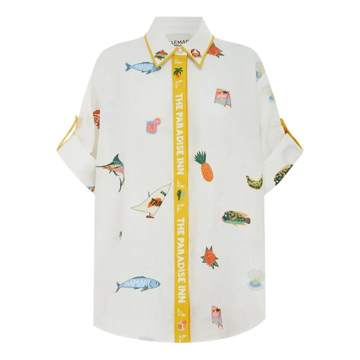Alémais Chemise Brodée Blue Marlin Lin | Ecru