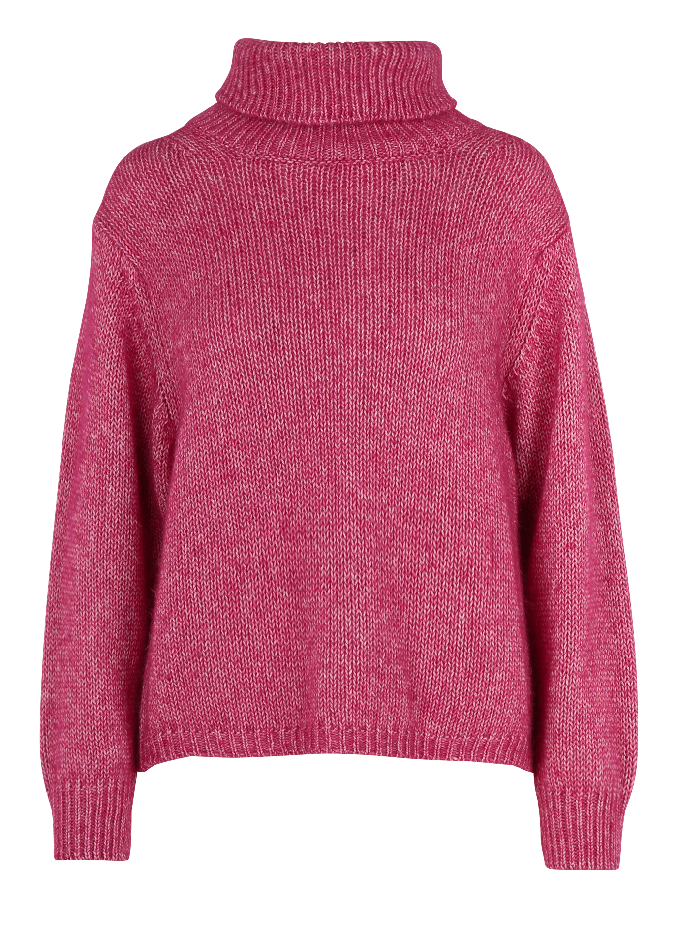 ALOVIE - Pull oversize col roulé en coton mélangé | Rose