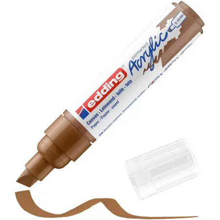 edding 5000 Acrylmarker breit - haselnuss - 1 Acrylstift wasserfest - breite Keilspitze 5-10 mm