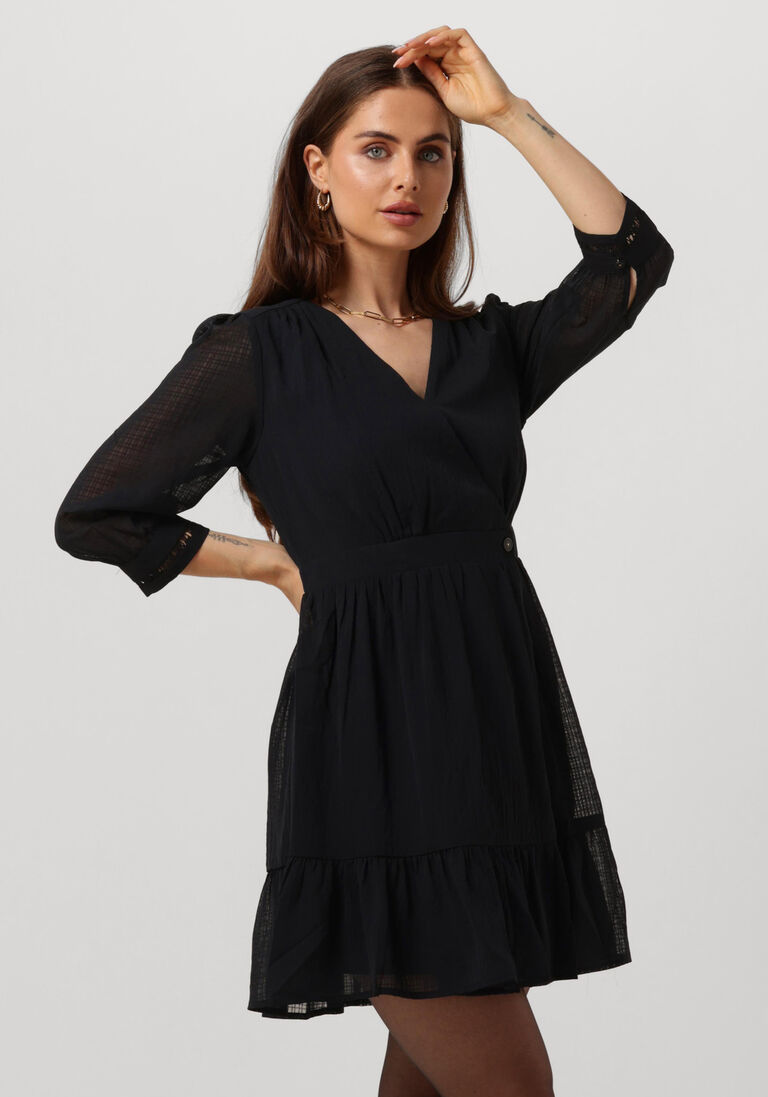 SCOTCH & SODA zwarte scotch & soda mini jurk wrap mini dress