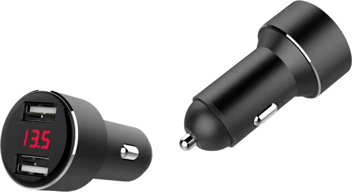 IWH USB Ladeadapter mit 2 USB Ports mit Ladeanzeige für Autos 12/24 V