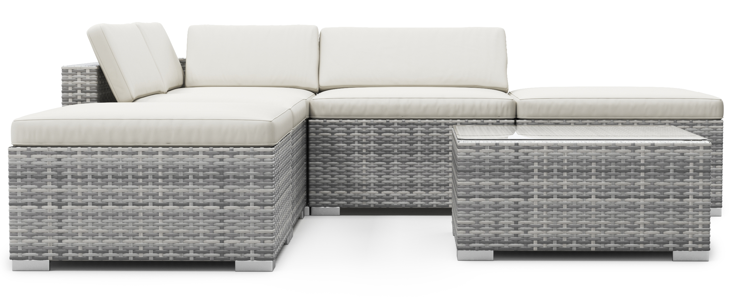 Rattanlounge TEXAS grau/weiss