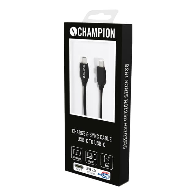 Champion USB-C Kabel 60W 1m Sort