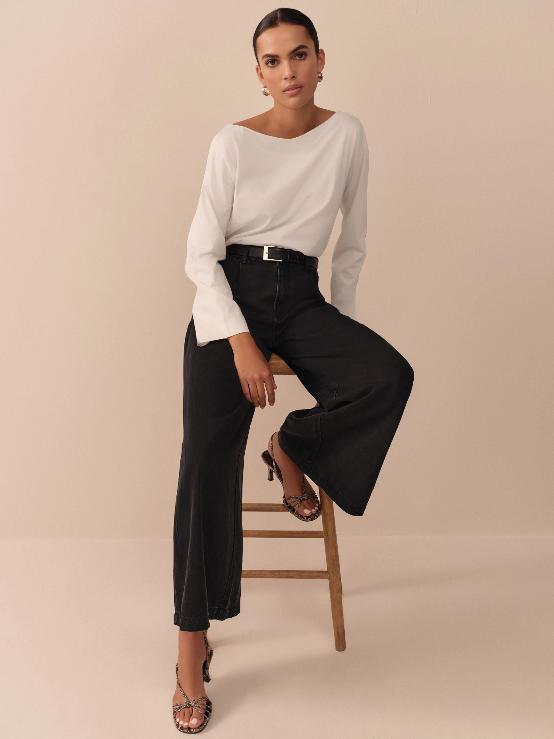 Zwart - N. Premium Palazzo-jeans met wijde pijpen