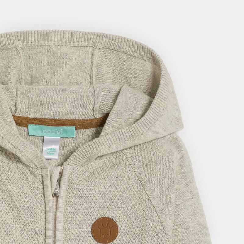 Gilet zippé maille à capuche gris bébé garçon Gris ou noir