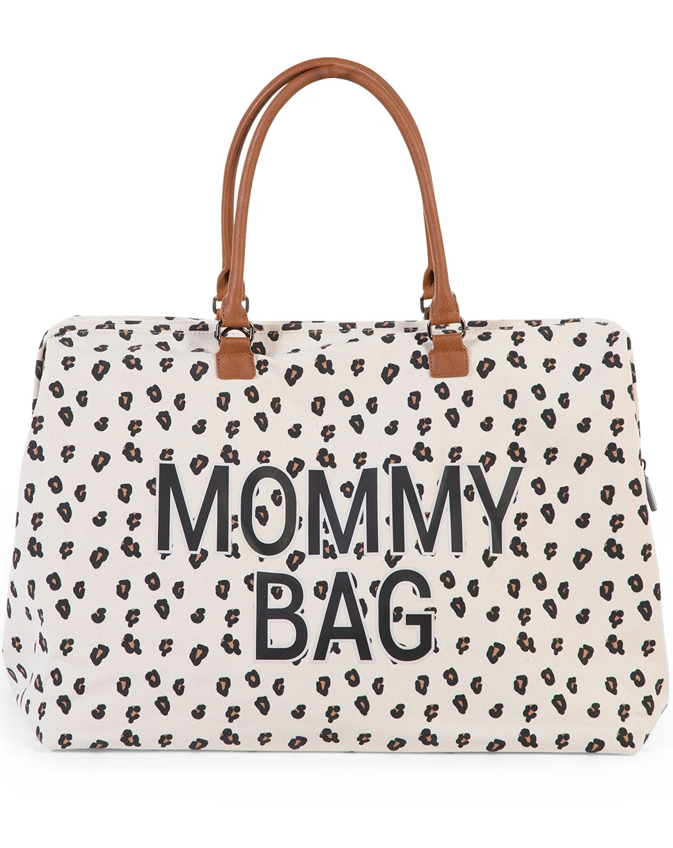 Wickeltasche MOMMY BAG LEO (55x30x40) in beige/schwarz