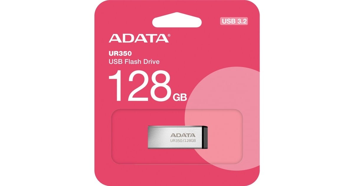 ADATAUR350 128 GB usb-stick  (nikkel/zwart, USB-A 3.2 Gen 1 (5 Gbit/s))