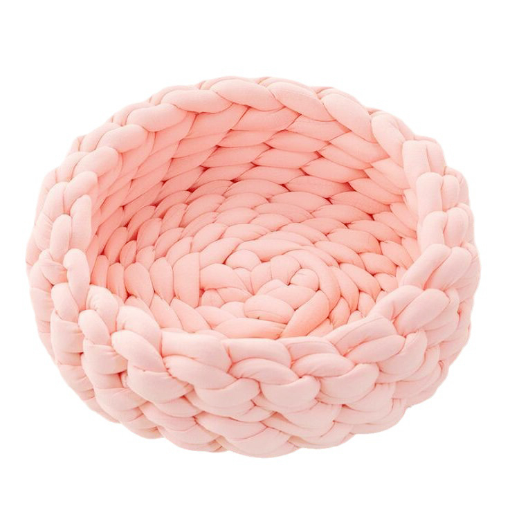 (Ø40cm) Geflochtener Katzen Korb Kuscheliges Haustier Bett Hunde Nest - Rosa