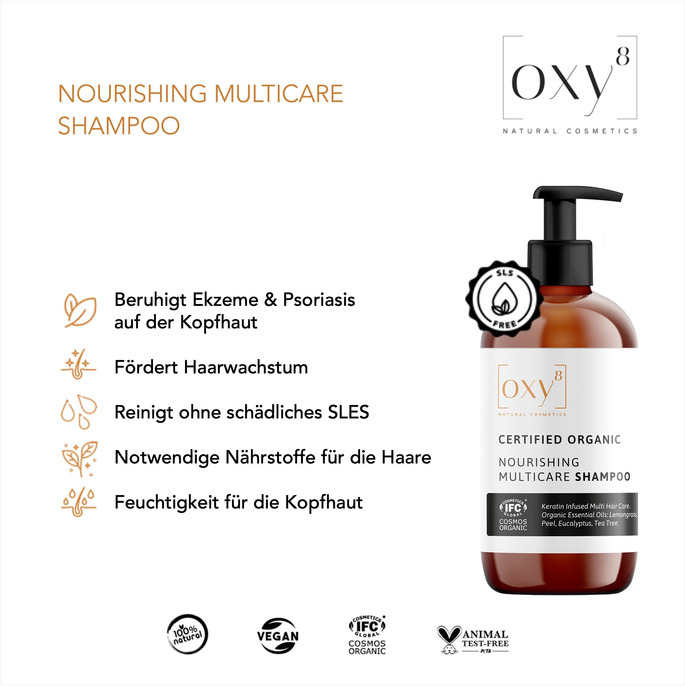 oxy8 Naturkosmetik - Haar Set. Als Geschenk MULTICARE SHAMPOO & INTENSE REPAIR HAIR CONDITIONER