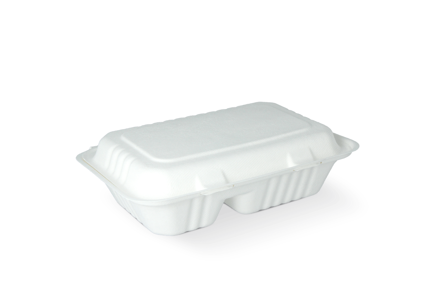 Menubox 2-vaks suikerriet Plastic- en Pfas-vrij 23x16x6,5cm BIO