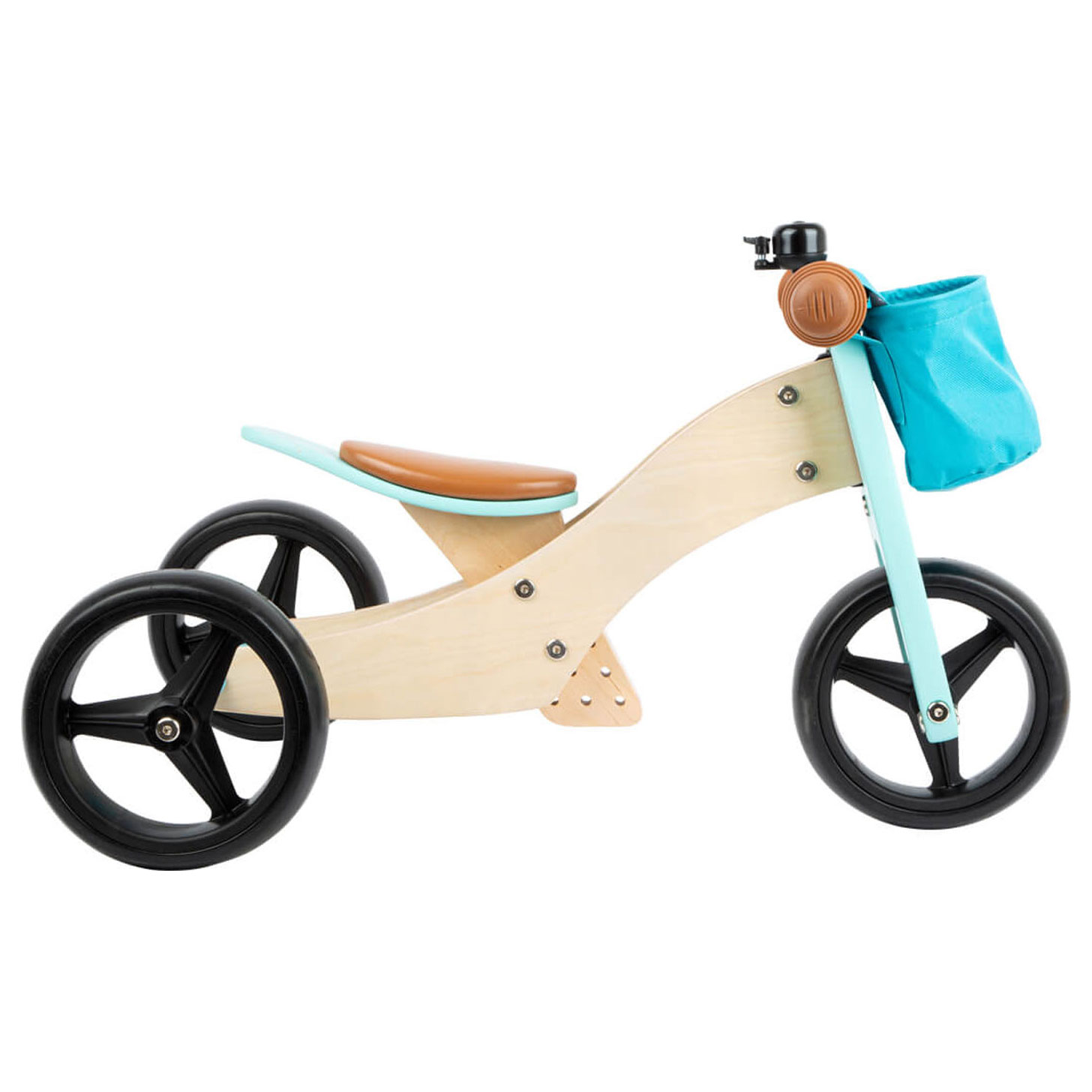 Small Foot-Houten Driewieler en Loopfiets 2in1 Turquoise