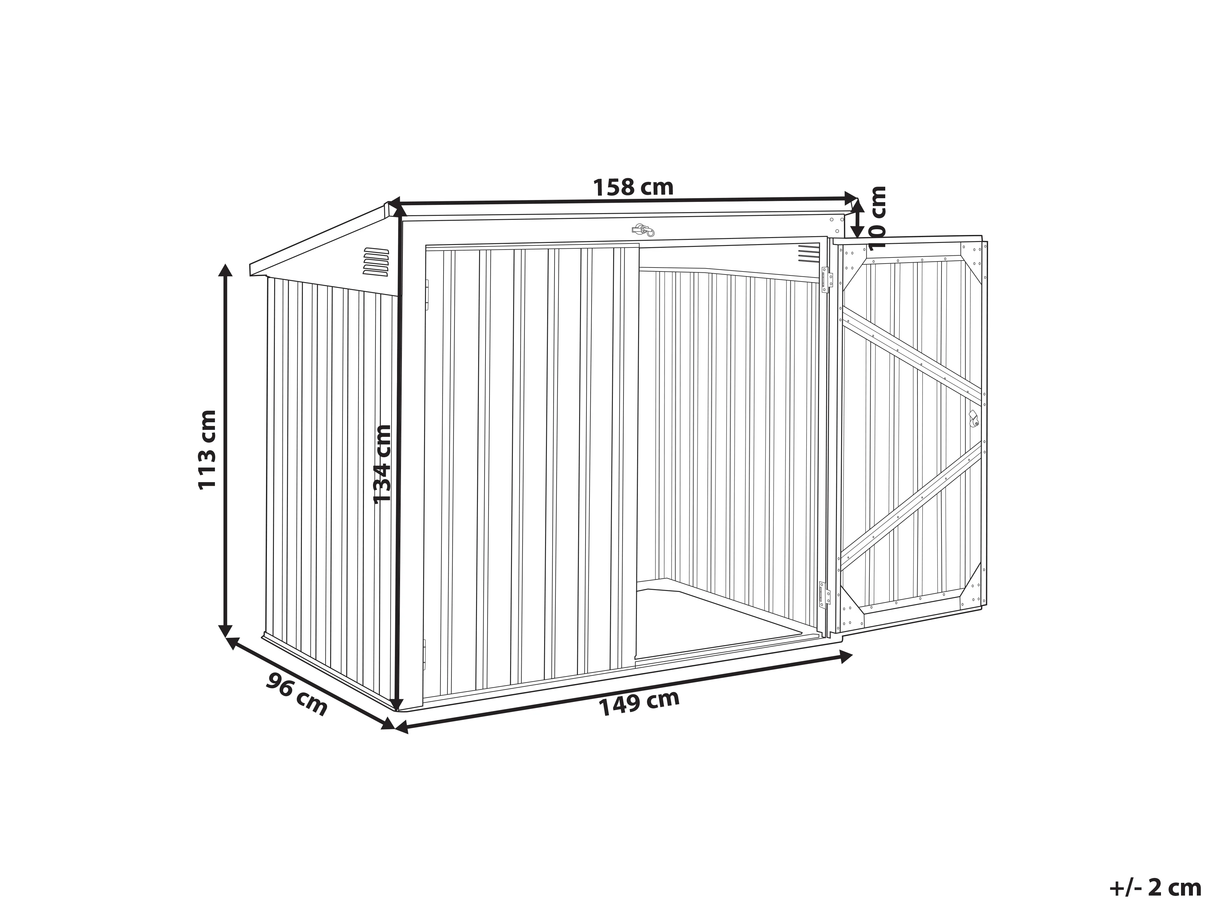 Gereedschapsschuur MOENA 158 cm 96 cm Grafietgrijs