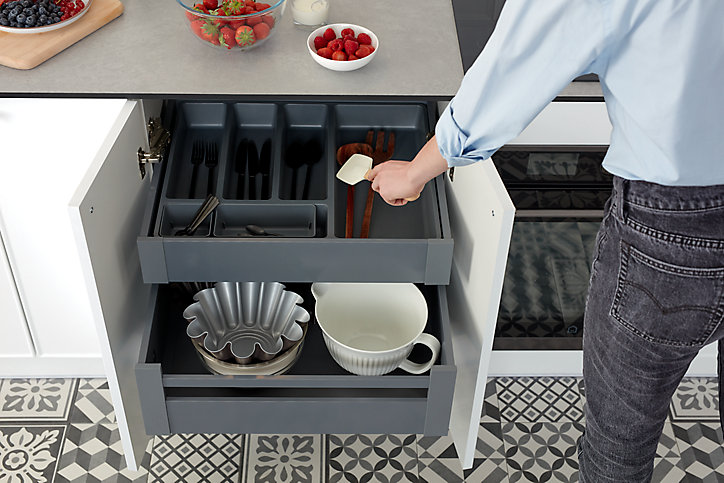 Façade de casserolier de cuisine Soto gris anthracite mat l. 60 cm GoodHome