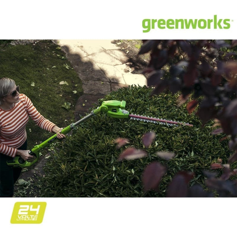 Taille-haies sur perche 51 cm greenworks 24v - 1 batterie 2.0 ah - 1 chargeur - g24ph51k2