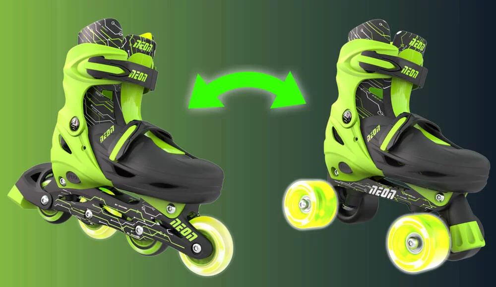 ROLLERS NEON COMBO SKATE VERT TAILLE M 34-37