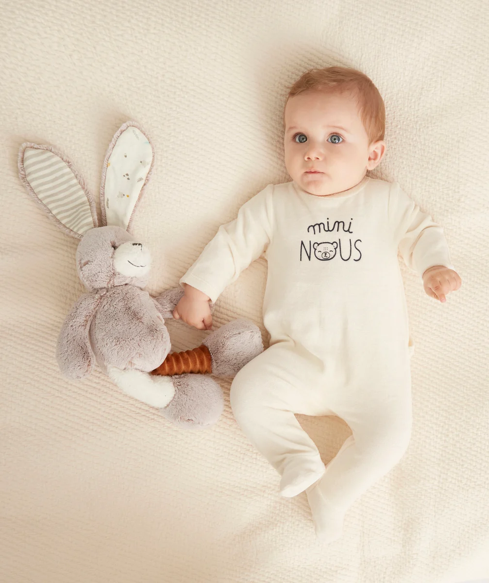 LE DORS BIEN BLANC EN COTON BIOLOGIQUE AVEC MESSAGE BÉBÉ