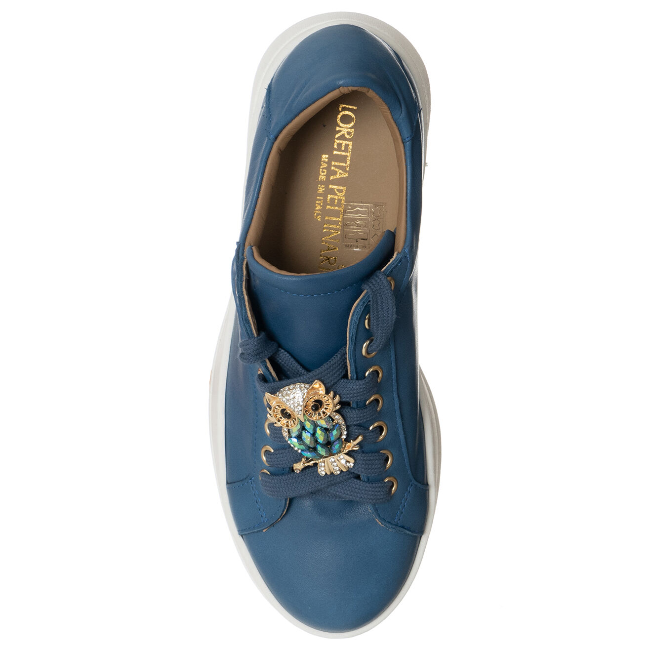 Loretta Pettinari Sneakers en Cuir Osta bleu/blanc