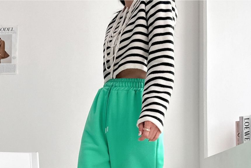 Chubby Girl - Effen fleecegevoerde joggingbroek met trekkoord in de taille