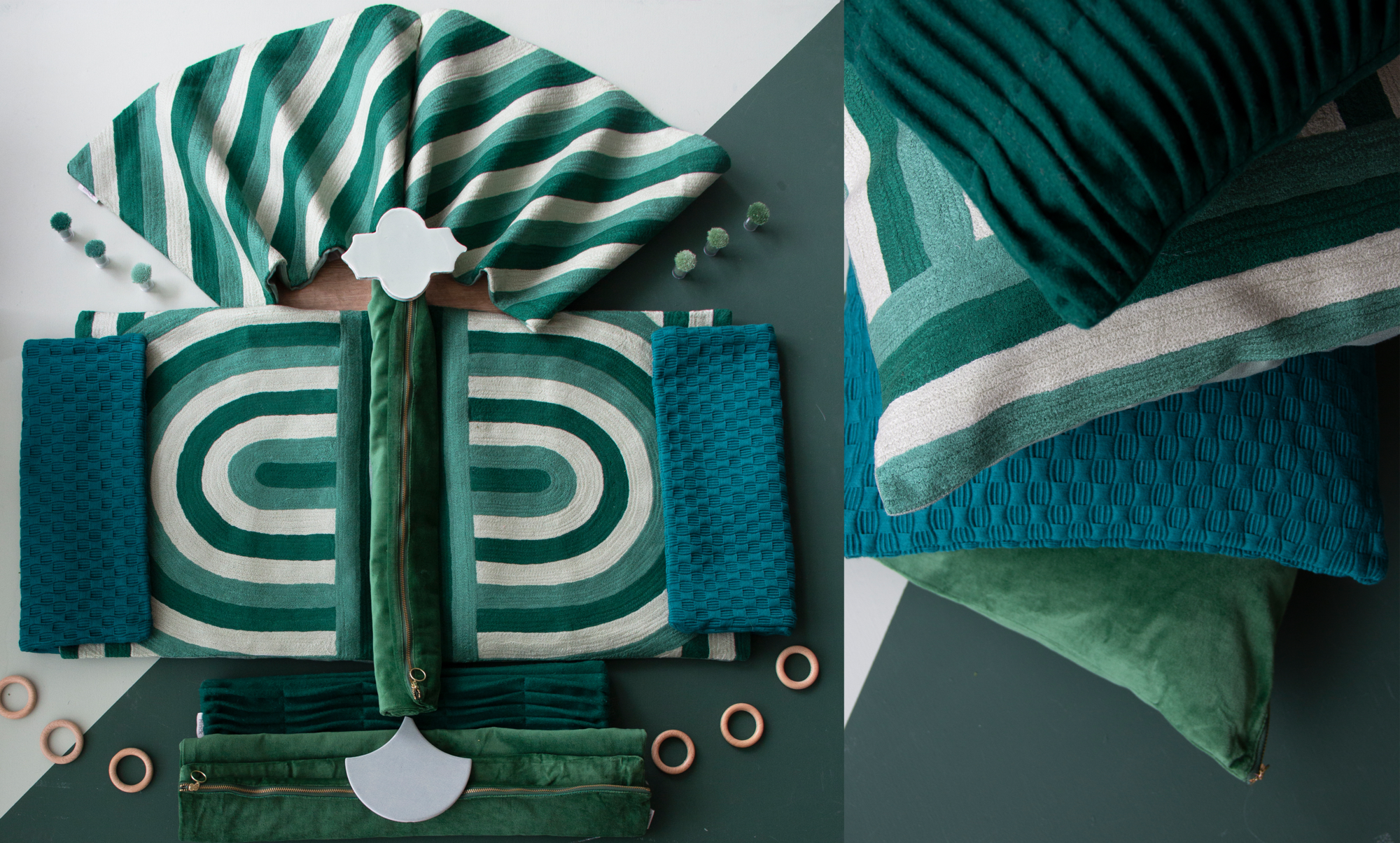 Kussen linnen/wool Arch blue