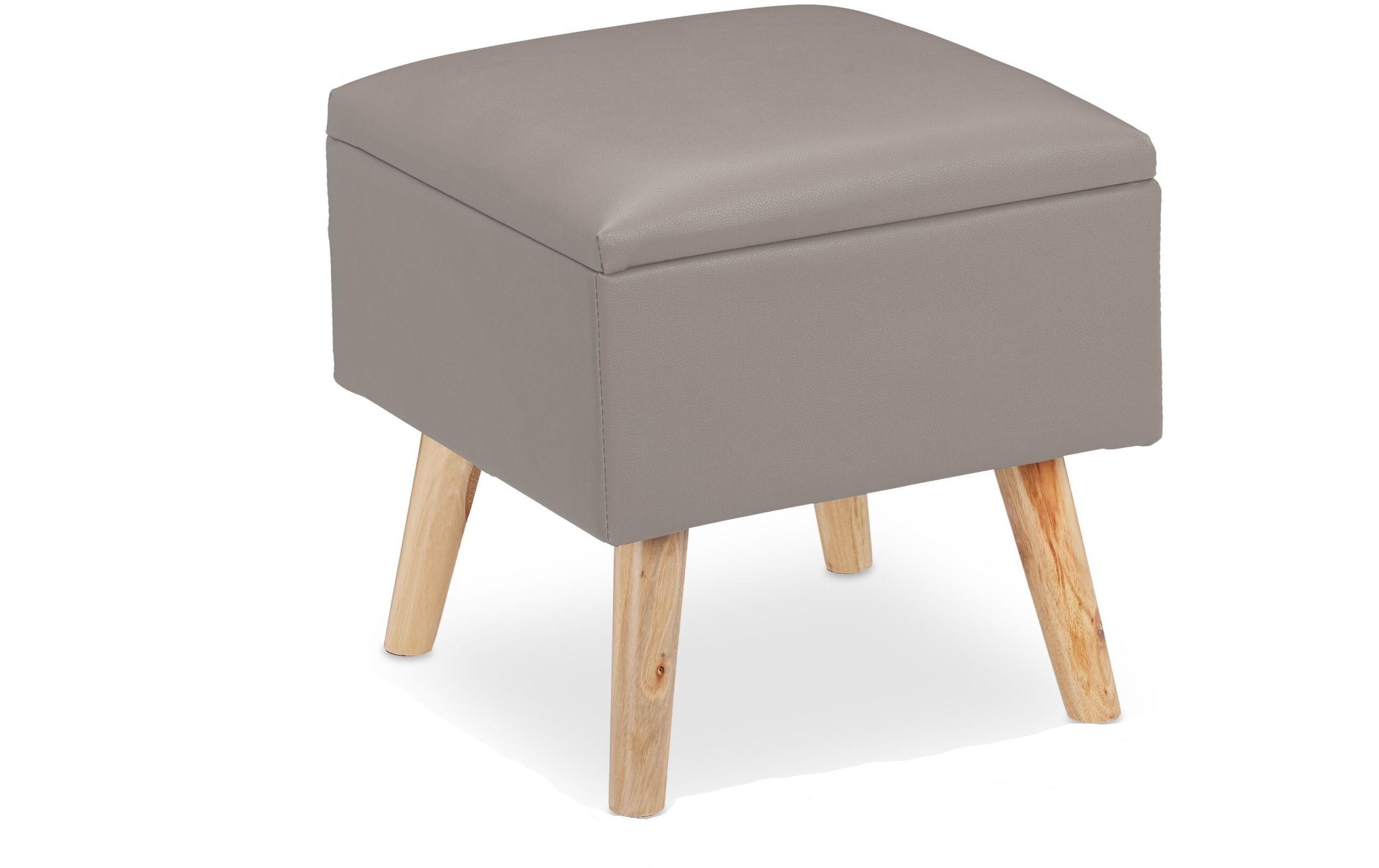 Hocker HellgrauSitzhocker mit Stauraum aus Kunstleder