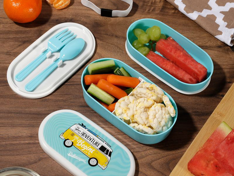Volkswagen T1 bento blauwe lunchtrommel set