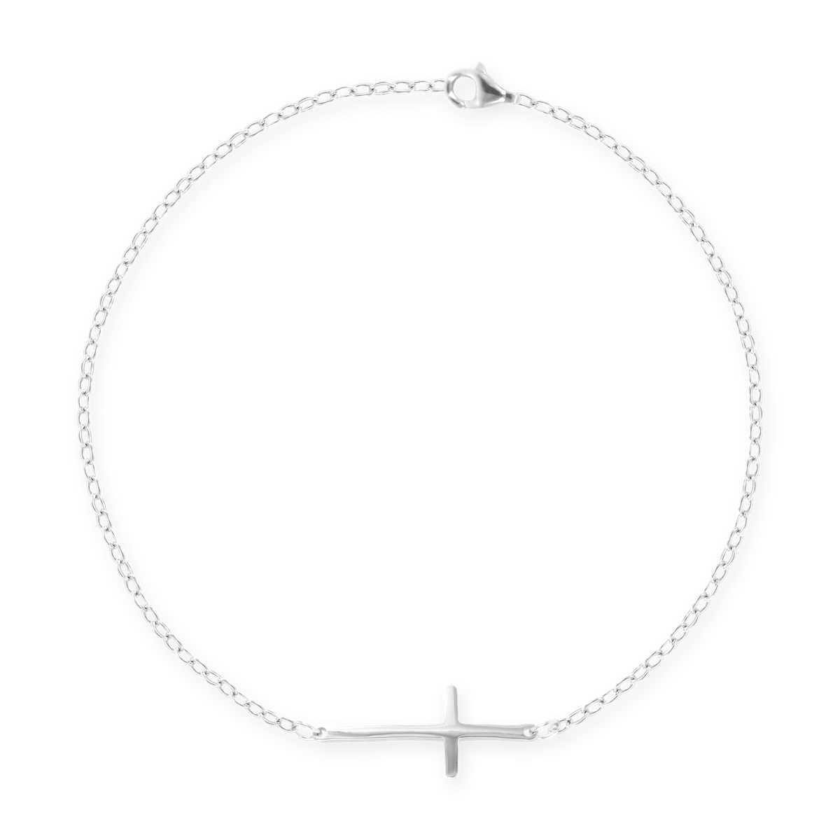 Bracelet croix en acier argenté