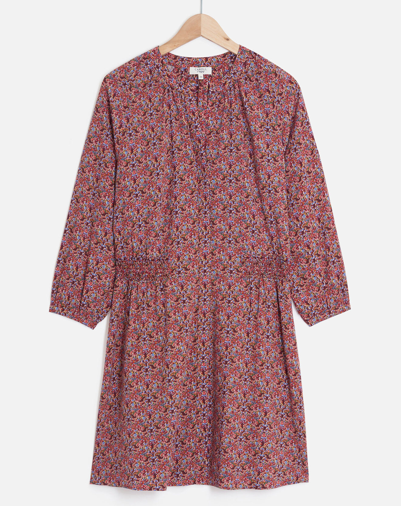 Caroll Robe Constance imprimée framboise