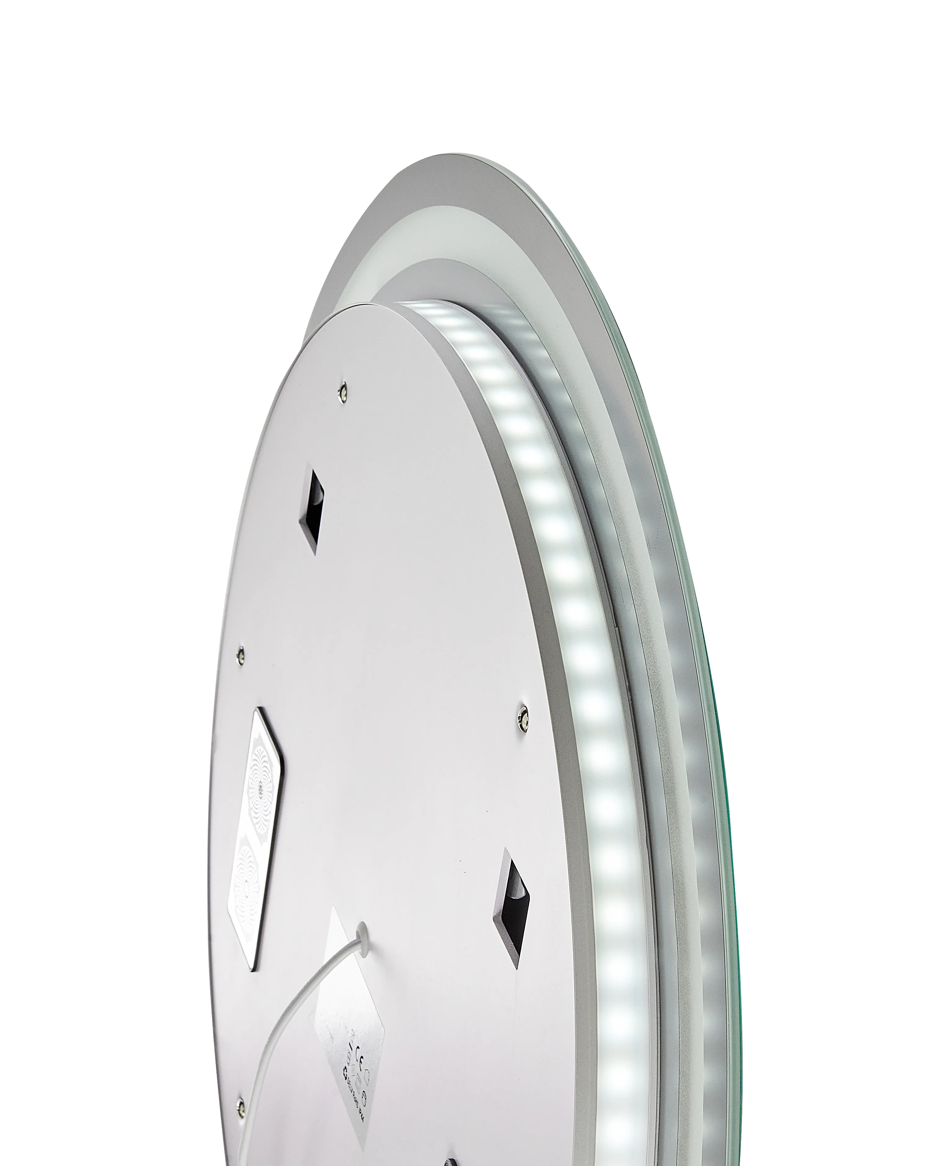 LED badkamerspiegel BROGNON 60 cm 60 cm met ingebouwde Bluetooth speaker Zilver