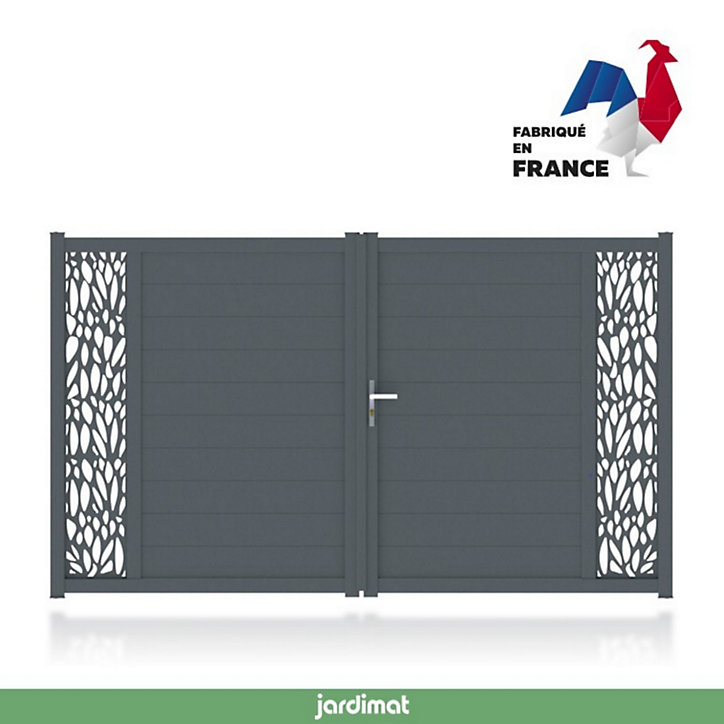 Portail Jardimat aluminium Neva 3 gris 7021 - 350 x h.180 cm