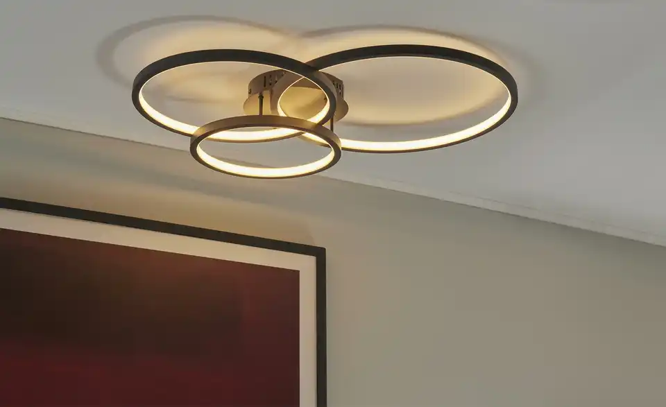 Trio LED Deckenleuchte 3-flammig Schwarz, lackiert