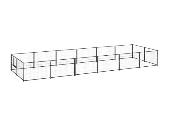 Chenil extérieur cage enclos noire 600 x 200 x 70 cm 02_0000491