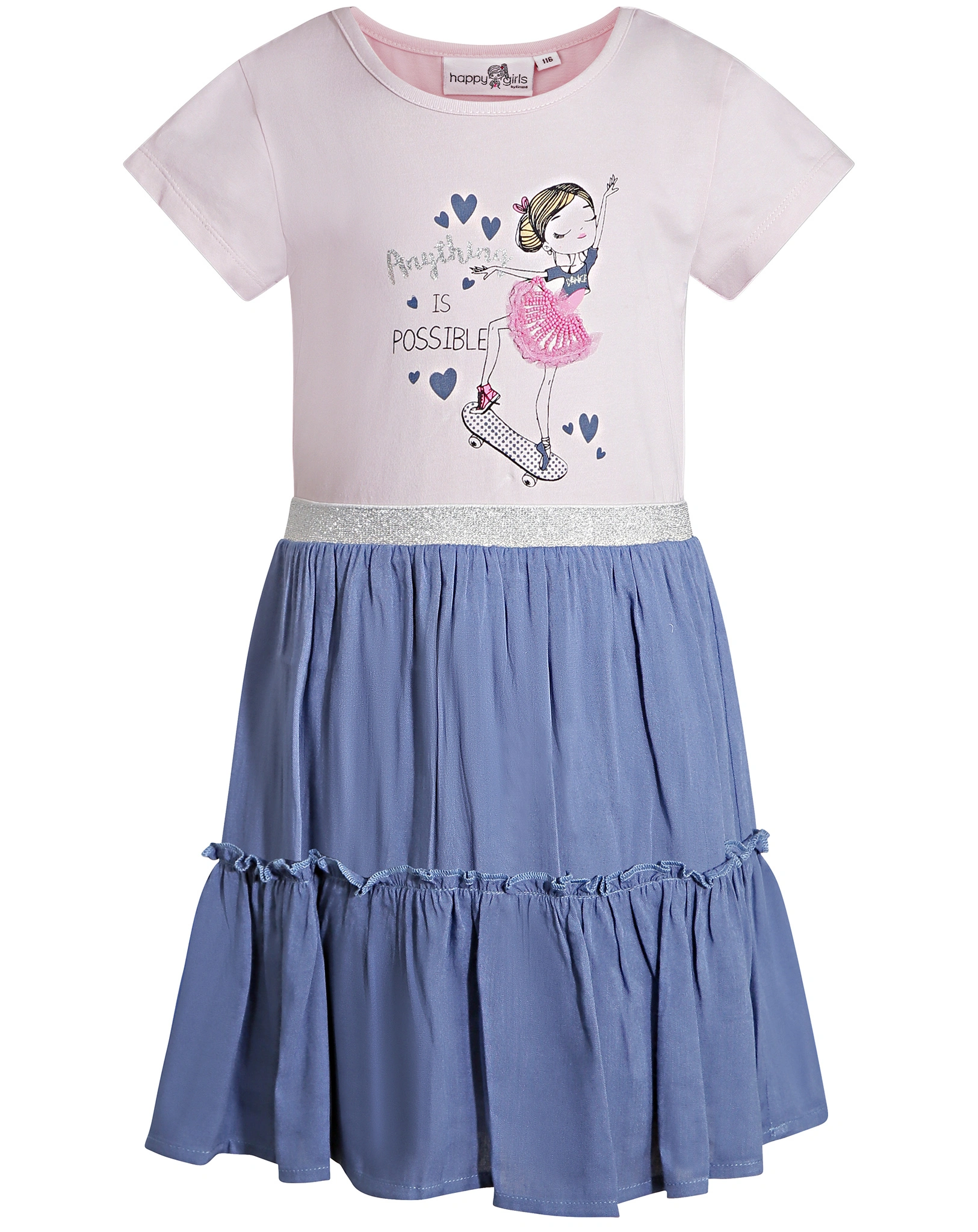Kurzarm-Kleid SKATER GIRL in rose
