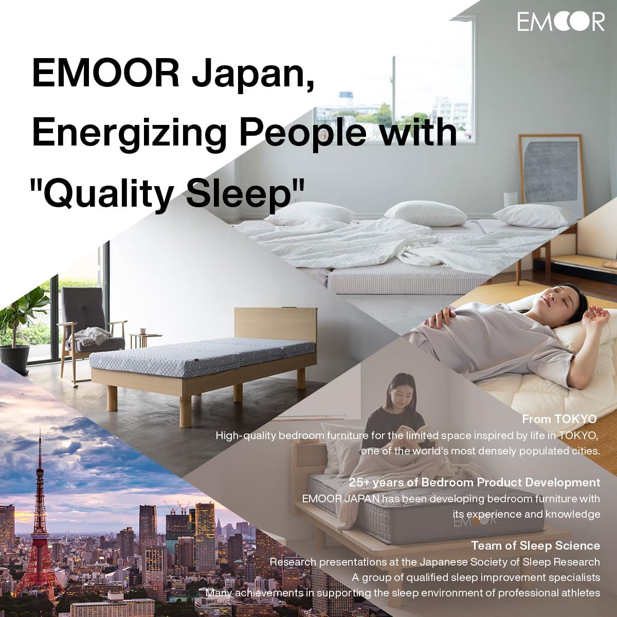 EMOOR Futonbett OSMOS 160 x 200cm für Japanische Futon-Matratze, Höhenverstellbar (5/18/31cm), Retro-Braun, Tatami Natürlich Kiefern Holzbett Palettenbett