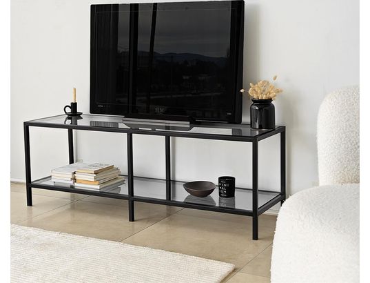 CONCEPT1 - Meuble TV basique gris foncé noir 130 x 40 x h45 cm