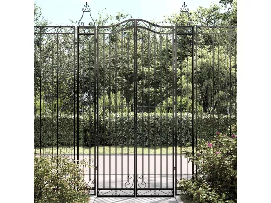 Portail de jardin noir 121x8x200 cm fer forgé