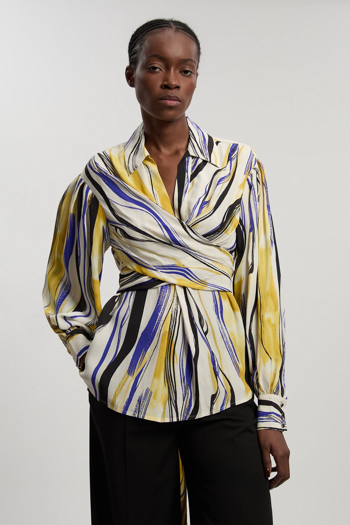 KarenMillen Chemise Portefeuille En Sergé Tissé À Imprimé Coups De Pinceau