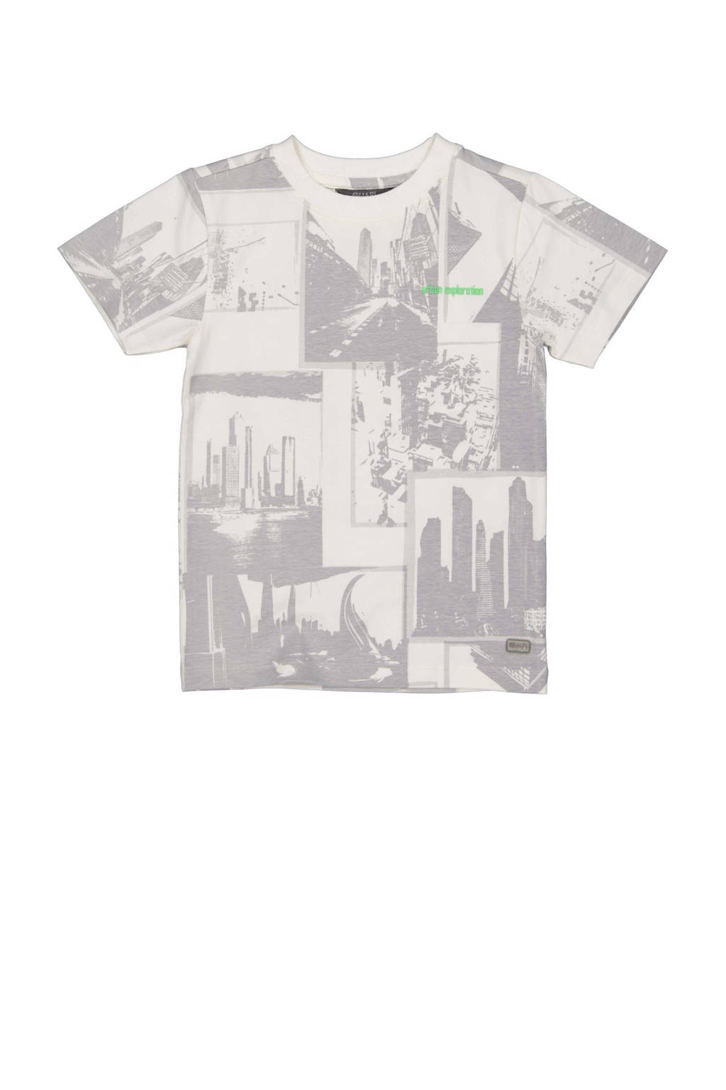 Quapi T-shirt YARI met all over print lichtgrijs