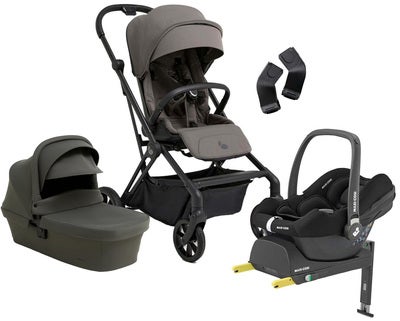 Beemoo Pro Twist Duovogn inkl. Maxi-Cosi CabrioFix Babybilstol & Base, Mocha Grey/Black